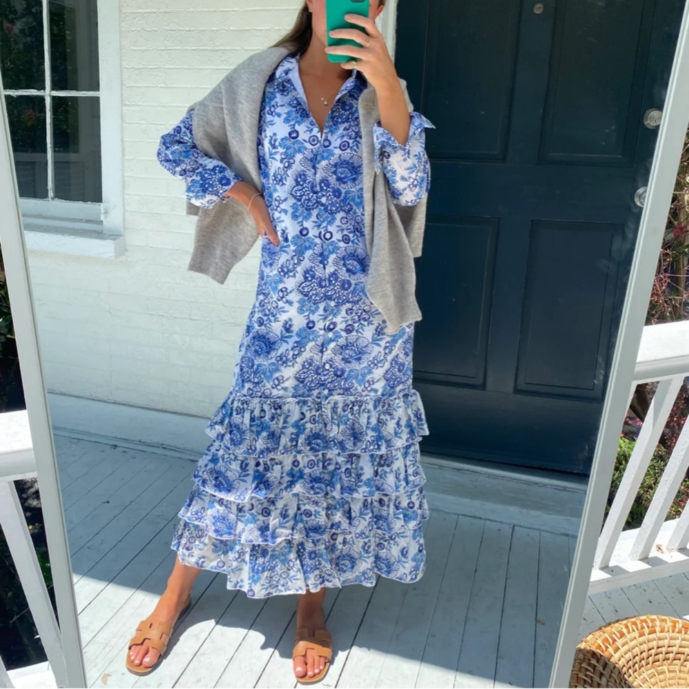 Madison Mathews Lola Maxi Dress Blue Dahlia